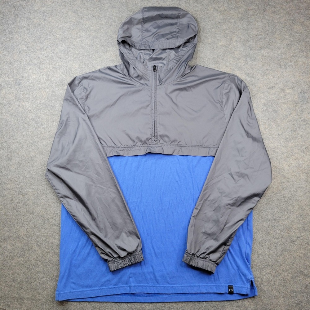 Under Armour Hoodie Mens XL Blue Gray Lightweight 1/4 Zip Pullover Sweatshirt